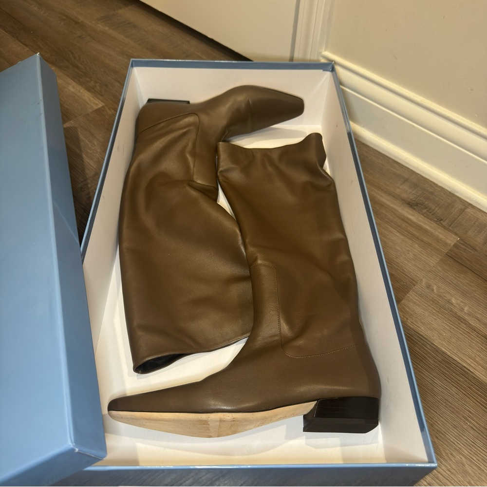 STAUD Wally Flat Truffle Leather Tall Boots - Picture 14 of 16
